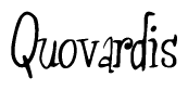 The image is of the word Quovardis stylized in a cursive script.