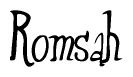 The image contains the word 'Romsah' written in a cursive, stylized font.