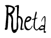 The image contains the word 'Rheta' written in a cursive, stylized font.