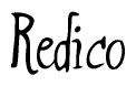 The image contains the word 'Redico' written in a cursive, stylized font.
