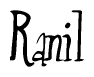 The image is of the word Ranil stylized in a cursive script.