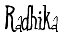 The image is of the word Radhika stylized in a cursive script.