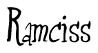 The image is of the word Ramciss stylized in a cursive script.