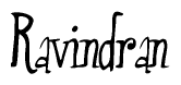 The image is of the word Ravindran stylized in a cursive script.