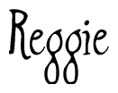 The image contains the word 'Reggie' written in a cursive, stylized font.