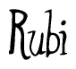 The image contains the word 'Rubi' written in a cursive, stylized font.