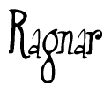 The image is of the word Ragnar stylized in a cursive script.