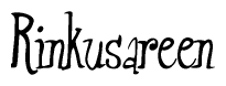 The image contains the word 'Rinkusareen' written in a cursive, stylized font.