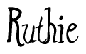 The image is of the word Ruthie stylized in a cursive script.