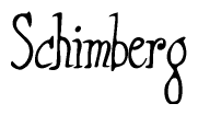   The image is of the word Schimberg stylized in a cursive script. 