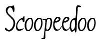The image is a stylized text or script that reads 'Scoopeedoo' in a cursive or calligraphic font.