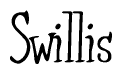 The image is of the word Swillis stylized in a cursive script.