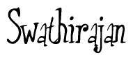 The image is a stylized text or script that reads 'Swathirajan' in a cursive or calligraphic font.