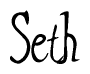 The image is a stylized text or script that reads 'Seth' in a cursive or calligraphic font.