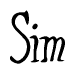 The image is a stylized text or script that reads 'Sim' in a cursive or calligraphic font.