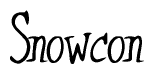 The image is of the word Snowcon stylized in a cursive script.