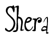 The image is of the word Shera stylized in a cursive script.