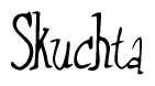 The image contains the word 'Skuchta' written in a cursive, stylized font.