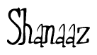 The image is of the word Shanaaz stylized in a cursive script.