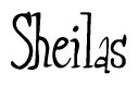 The image is a stylized text or script that reads 'Sheilas' in a cursive or calligraphic font.
