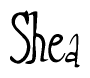   The image is of the word Shea stylized in a cursive script. 