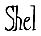 The image contains the word 'Shel' written in a cursive, stylized font.