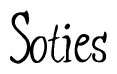 The image is of the word Soties stylized in a cursive script.