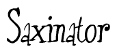 The image contains the word 'Saxinator' written in a cursive, stylized font.
