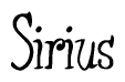 The image is of the word Sirius stylized in a cursive script.