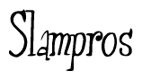 The image contains the word 'Slampros' written in a cursive, stylized font.