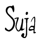 The image is of the word Suja stylized in a cursive script.