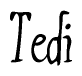 The image is of the word Tedi stylized in a cursive script.