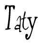 The image contains the word 'Taty' written in a cursive, stylized font.