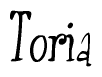 The image is of the word Toria stylized in a cursive script.