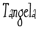 The image is of the word Tangela stylized in a cursive script.