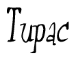 The image is a stylized text or script that reads 'Tupac' in a cursive or calligraphic font.