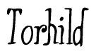 The image is of the word Torhild stylized in a cursive script.