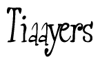 The image contains the word 'Tiaayers' written in a cursive, stylized font.
