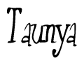 The image is of the word Taunya stylized in a cursive script.
