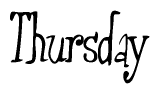 The image is of the word Thursday stylized in a cursive script.