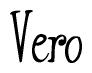 The image is a stylized text or script that reads 'Vero' in a cursive or calligraphic font.