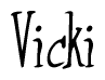 The image is of the word Vicki stylized in a cursive script.