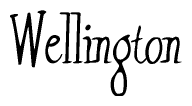 The image is of the word Wellington stylized in a cursive script.