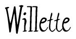 The image is of the word Willette stylized in a cursive script.