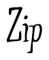 The image contains the word 'Zip' written in a cursive, stylized font.