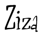 The image is of the word Ziza stylized in a cursive script.