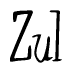 The image is a stylized text or script that reads 'Zul' in a cursive or calligraphic font.