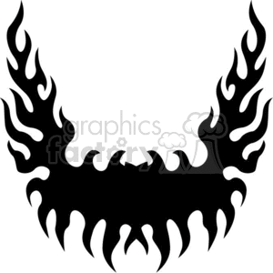 Flame-themed symmetrical tattoo design in black