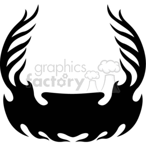 A symmetrical black tribal design resembling wings or flames in a rounded shape.