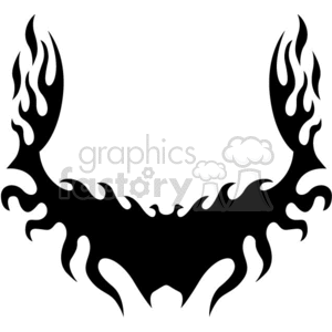 Clipart image of a black tribal flame design forming a symmetrical pattern.